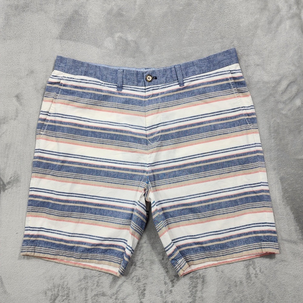 Tommy Hilfiger Shorts Mens 36 Multicolor Striped Chino 8 Inseam Casual Summer